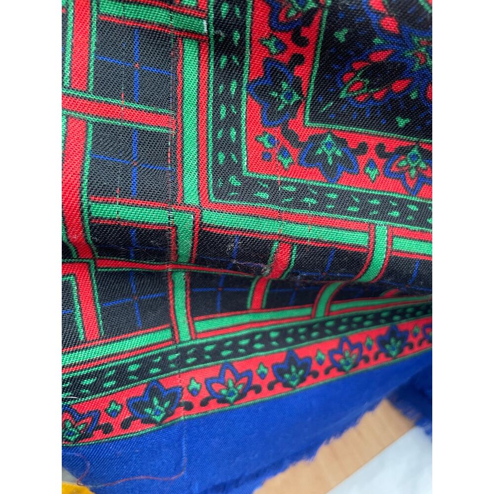 Challis by Berkshire Blue Red Geometric Print Square Scarf Vintage 46"X46" Folk - Picture 2 of 4